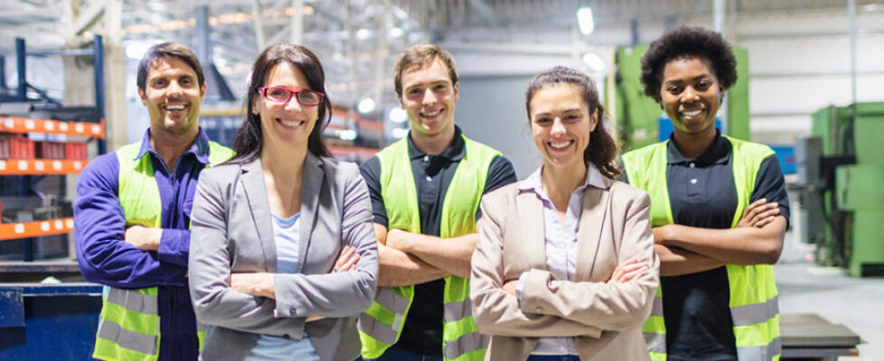 Portrait of staff at distribution warehouse